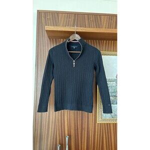 Tommy Hilfiger Navy Blue Cableknit Quarter Zip Sweater Size S
